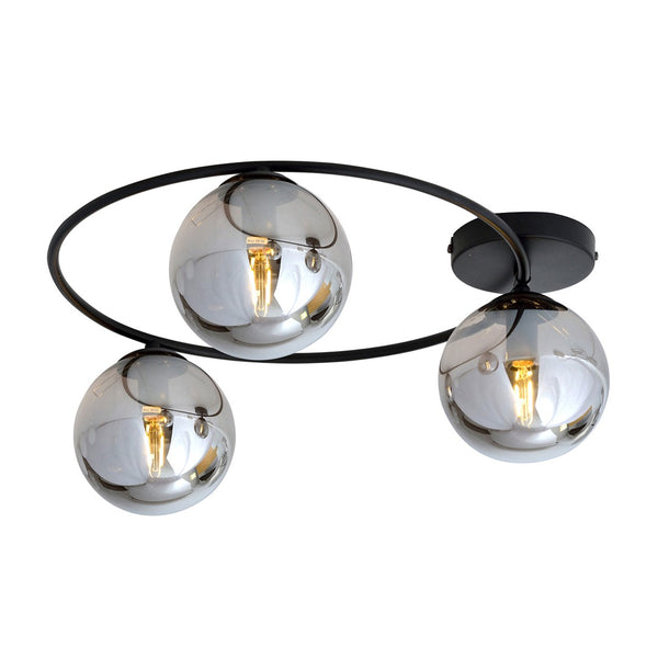 Sopra 3-light ceiling lamp black, graphite glass