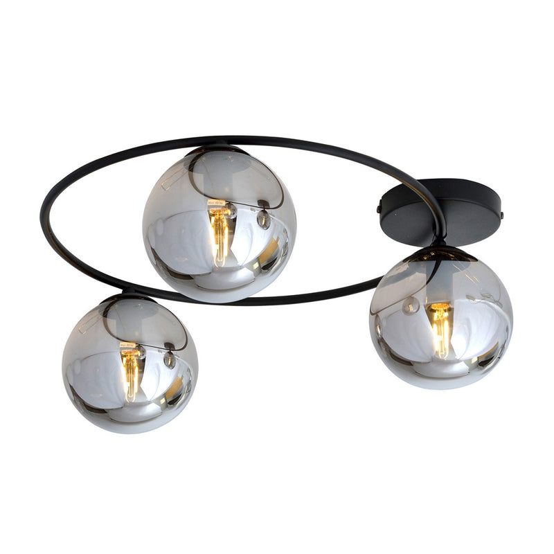 Sopra 3-light ceiling lamp black, graphite glass