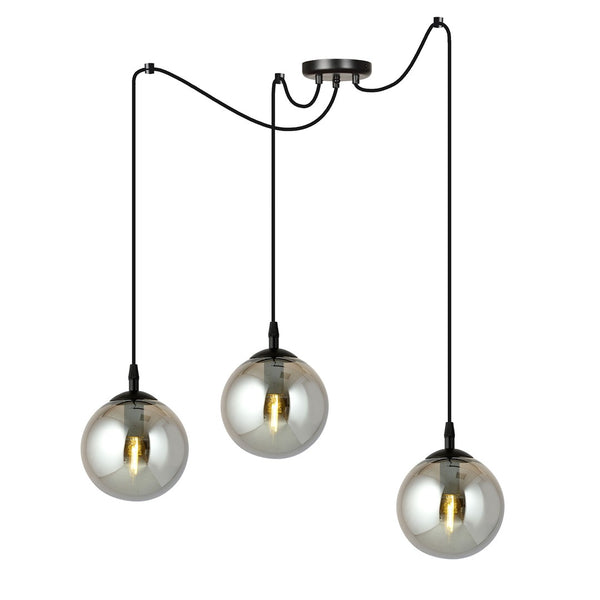 Gigi 3-light pendant, black, graphite glass