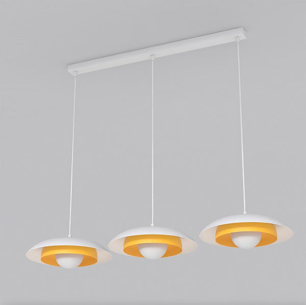 Skin 3-light pendant lamp, white and orange