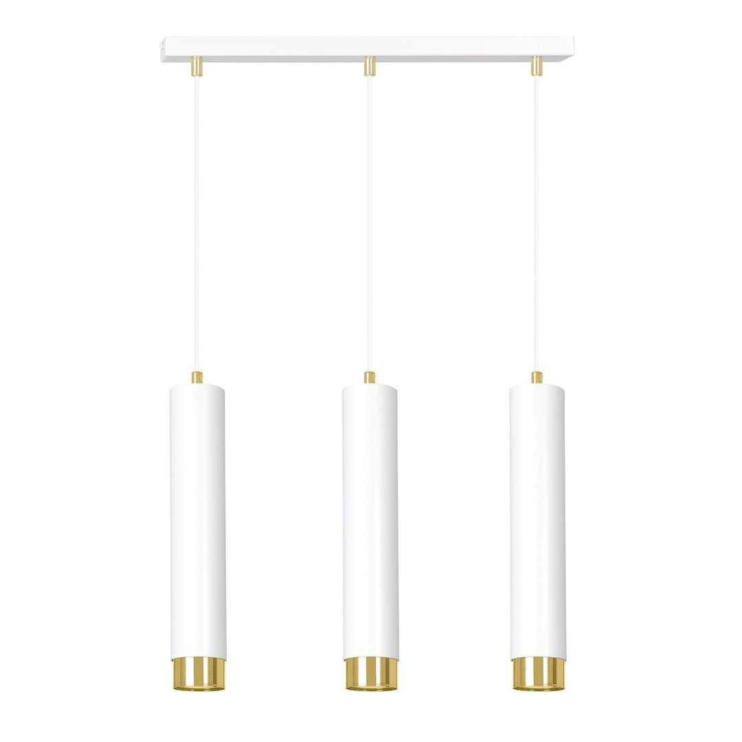 Kibo 3-light pendant lamp in white and gold