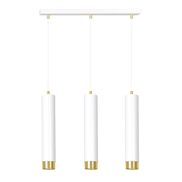 Kibo 3-light pendant lamp in white and gold
