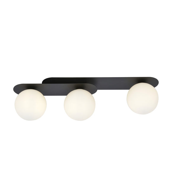 Plaza 3-light ceiling lamp black, opal glass