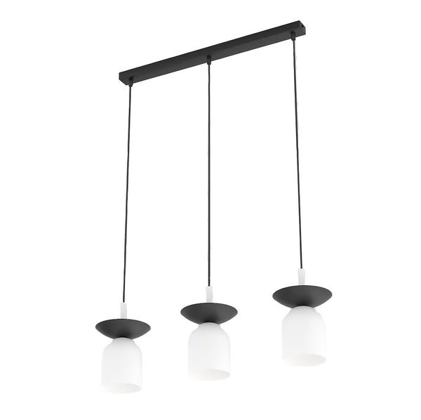 Ego 3-light pendant lamp, black and white