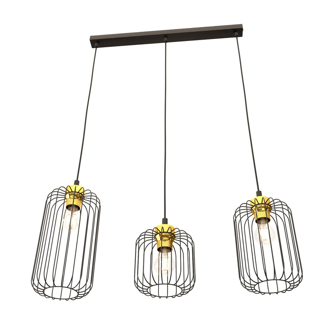 Vander 3-light black and gold pendant light