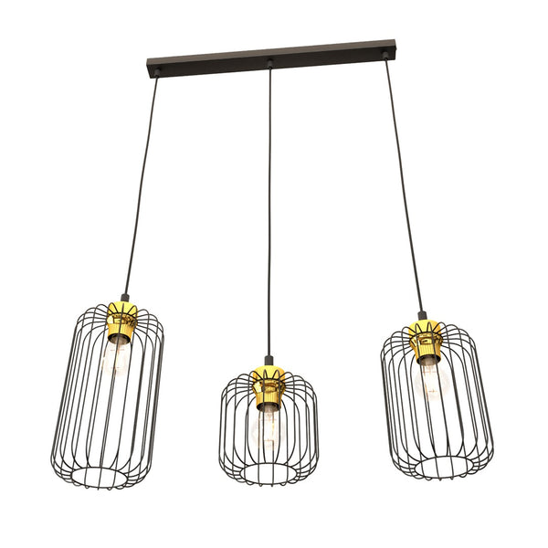 Vander 3-light black and gold pendant light