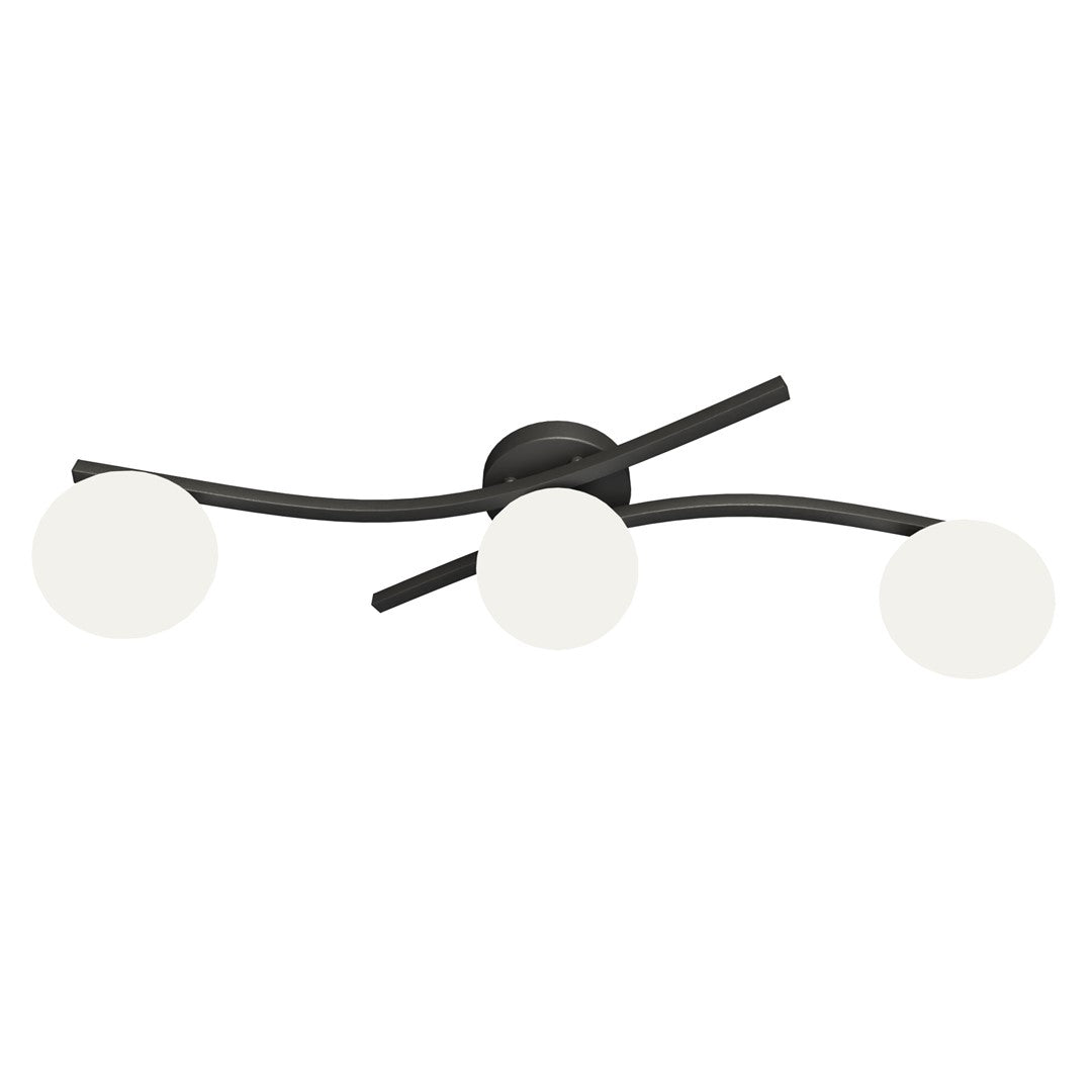 Opus 3-light ceiling light, white, opal glass