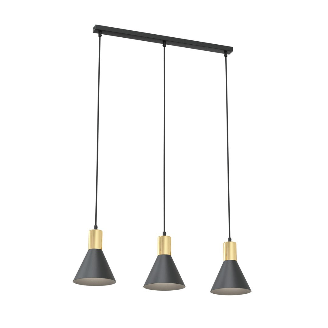 Rosa 3-light black pendant lamp
