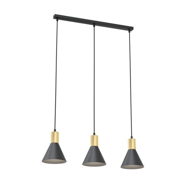 Rosa 3-light black pendant lamp