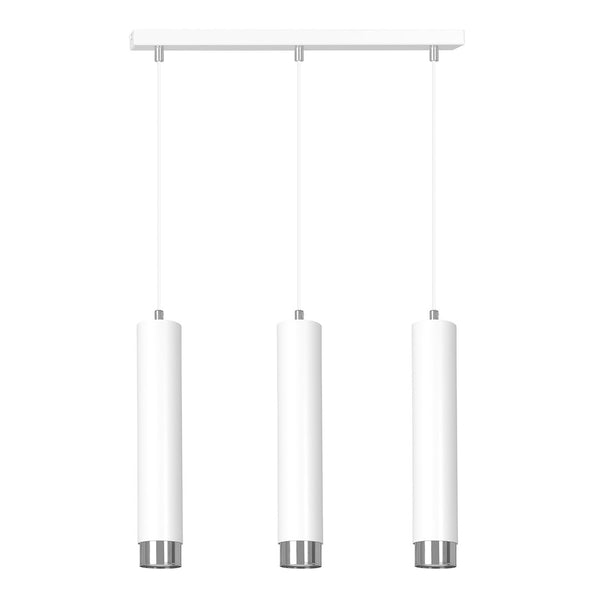 Kibo 3-light pendant lamp in white and chrome