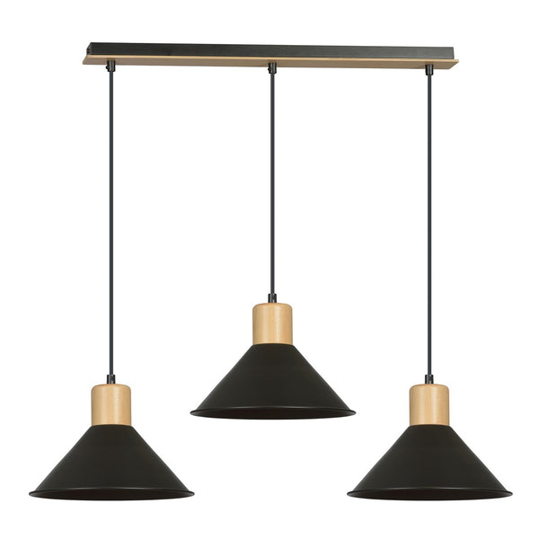 Rowen 3-light black pendant light