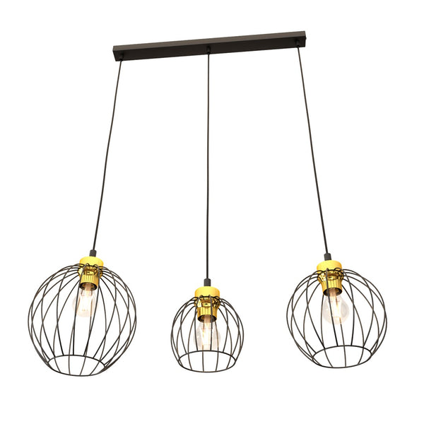 Nando 3-light pendant lamp, black and gold