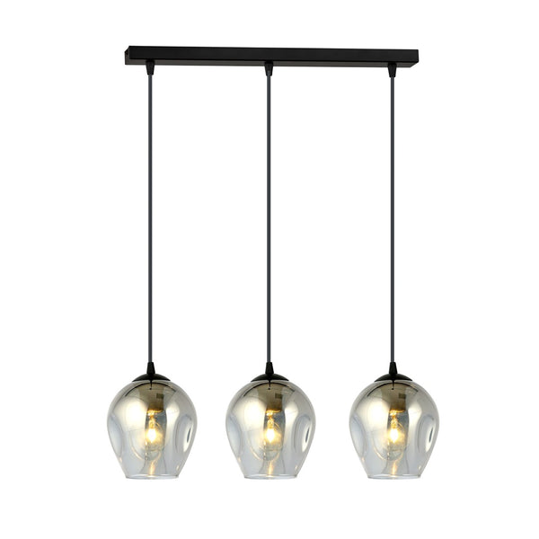 Istar 3-light black pendant light, graphite glass