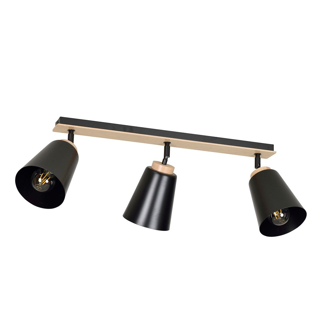 3-light black Atlas spotlight