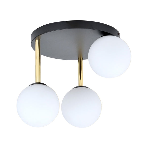 Dolce 3-light ceiling lamp black, opal glass