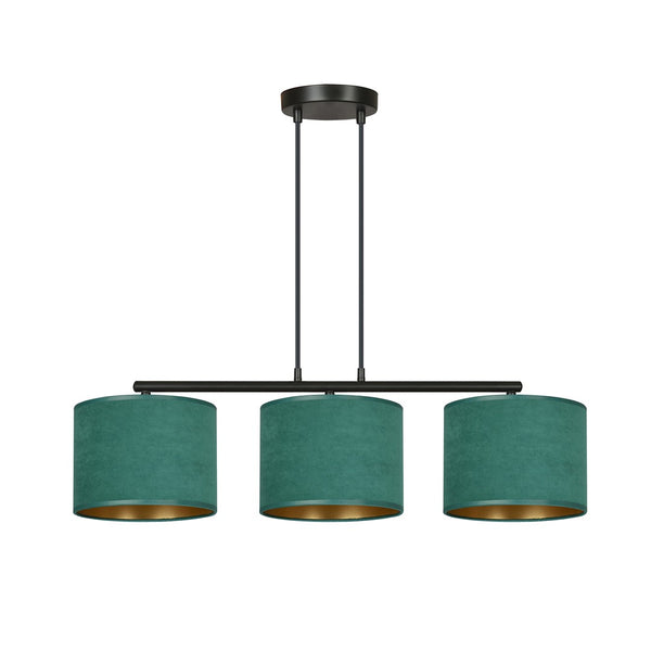 Hilde 3-light black and green pendant light