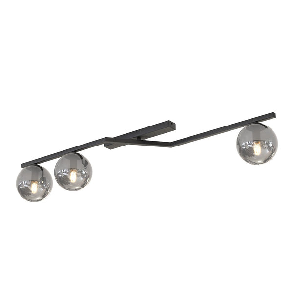 Naton 3-light ceiling light in black and graphite