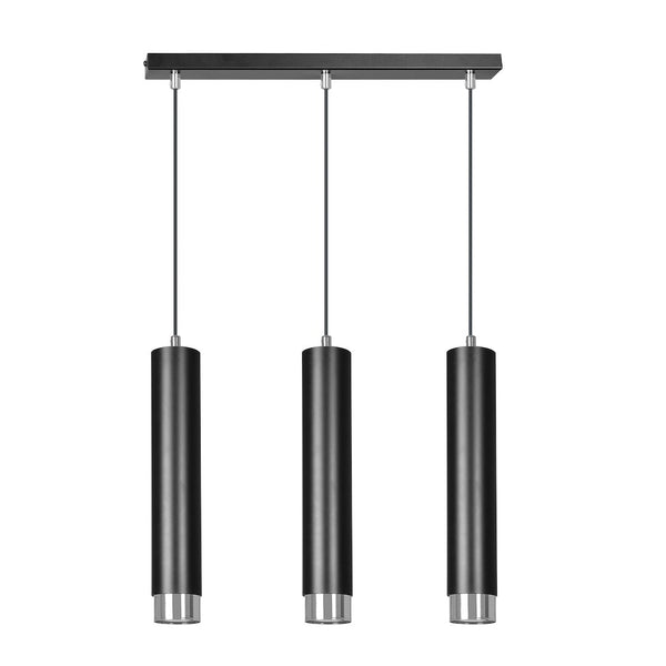 Kibo 3-light black and chrome pendant light