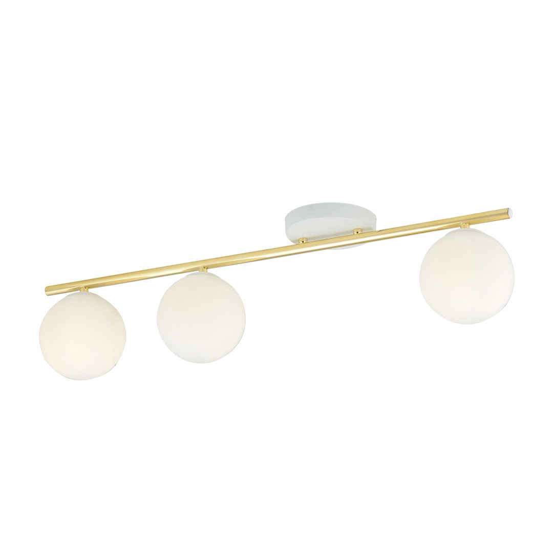 Monza 3-light ceiling light, white, opal glass