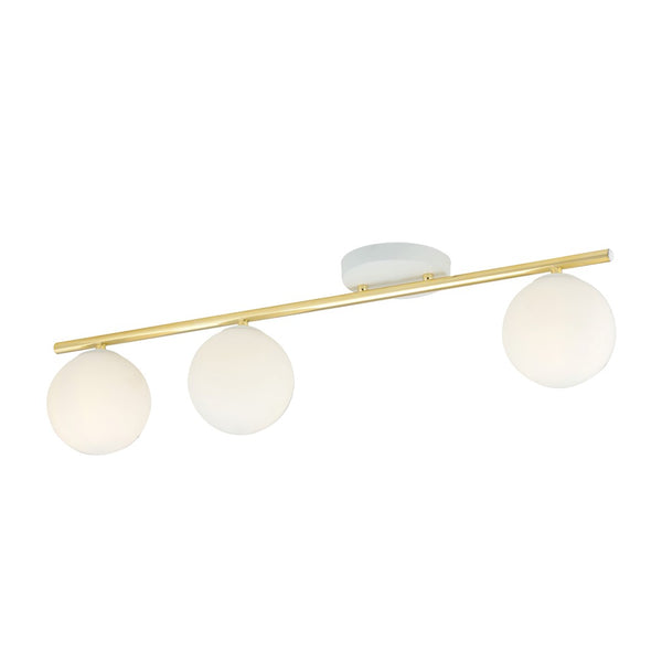 Monza 3-light ceiling light, white, opal glass