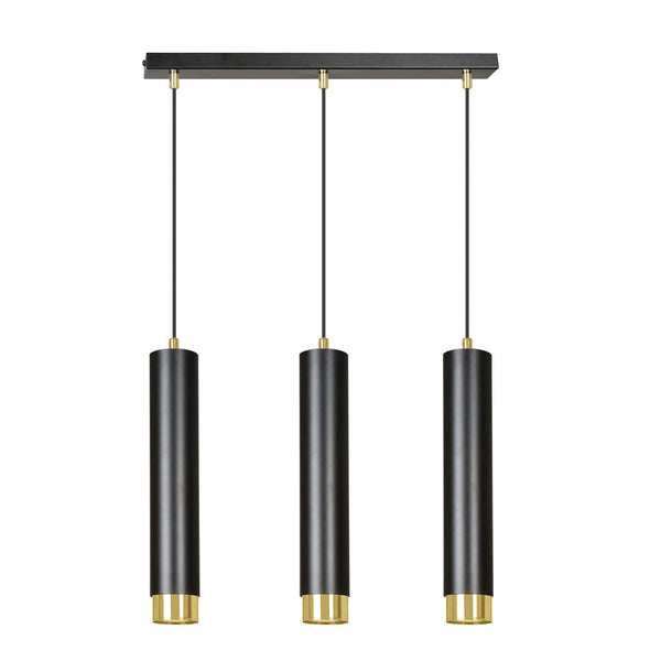 Kibo 3-light pendant lamp, black and gold