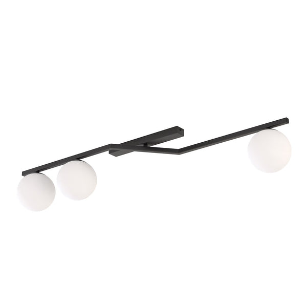 Naton 3-light ceiling light, white, opal glass