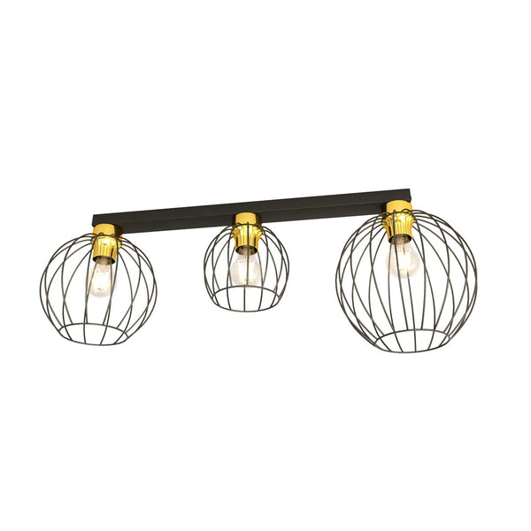 Nest 3-light pendant lamp, black and gold