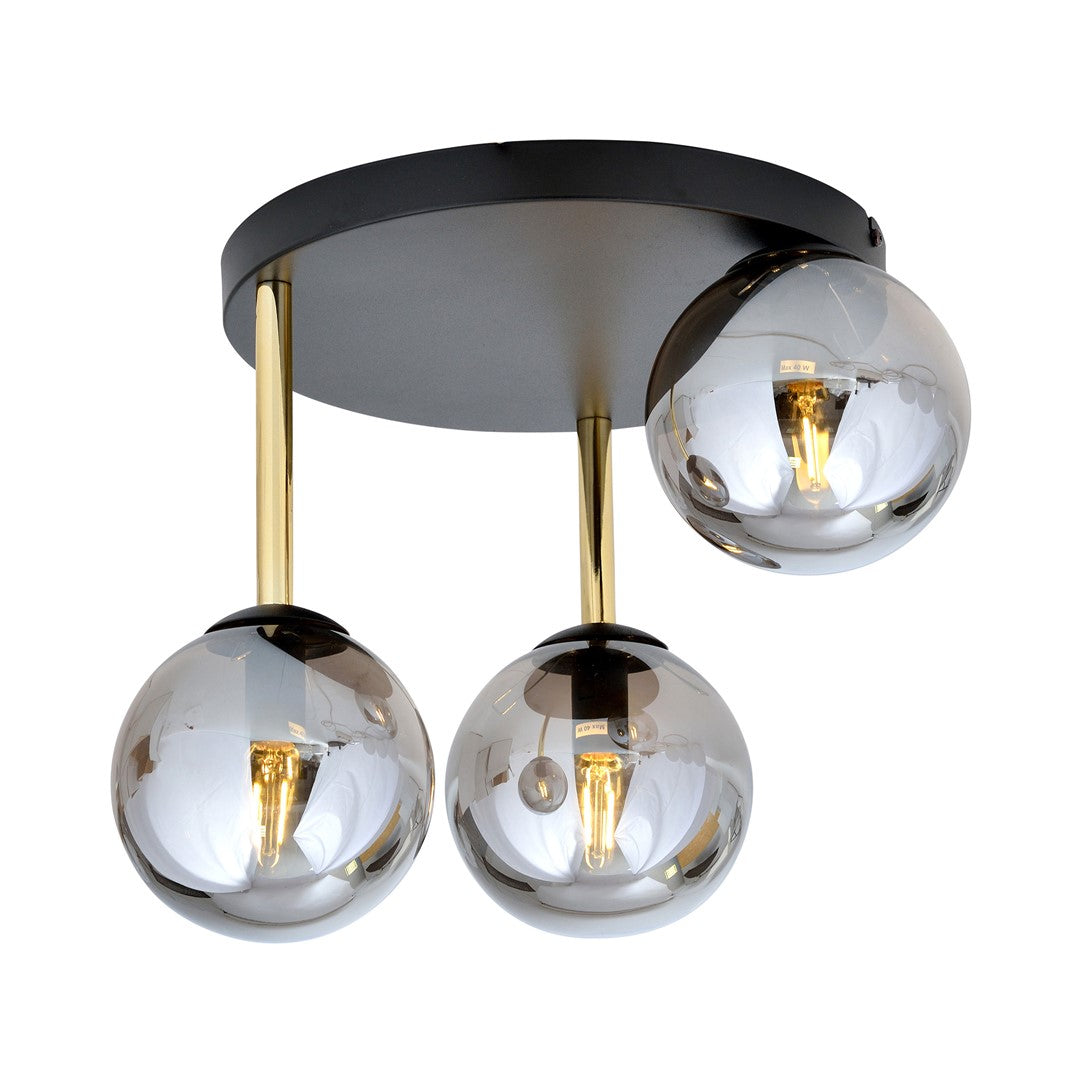 Dolce 3-light ceiling lamp black, graphite glass