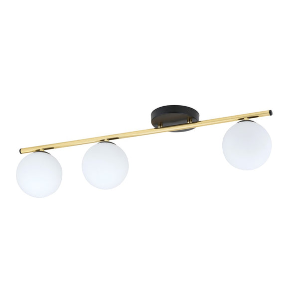 Monza 3-light ceiling lamp black, opal glass