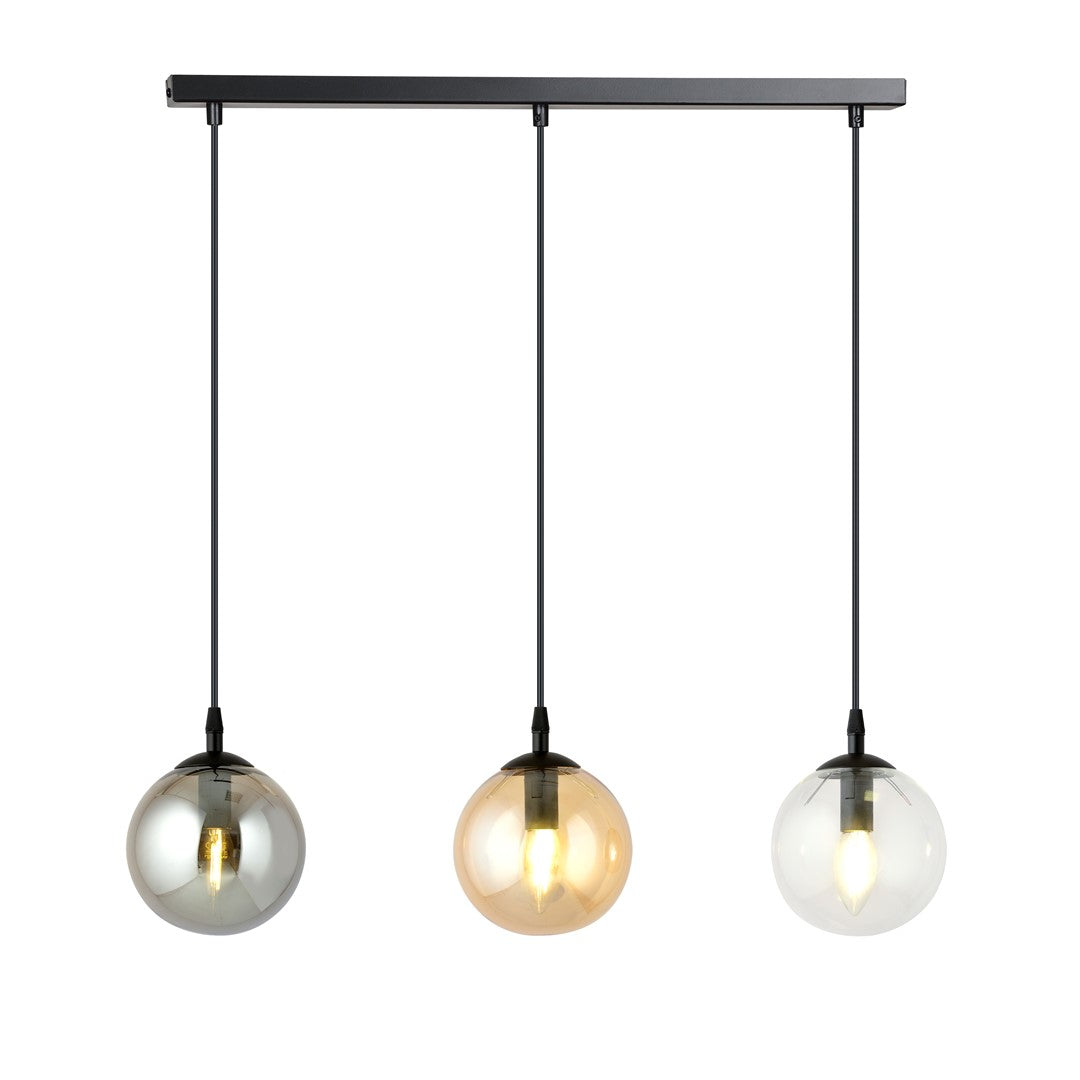 Cosmo 3-light pendant, black, mix
