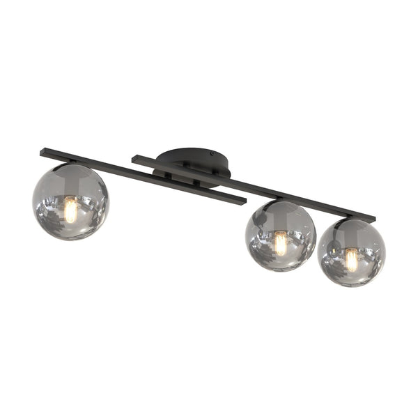 Kairo 3-light ceiling light in black and graphite