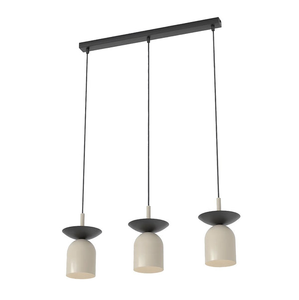 Ego 3-light pendant, black and mocha
