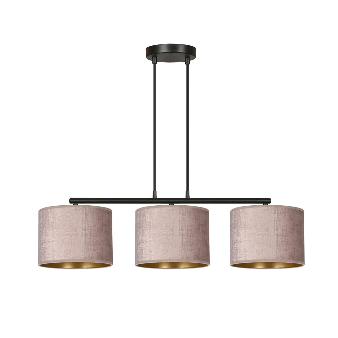 Hilde 3-light black and pink pendant light