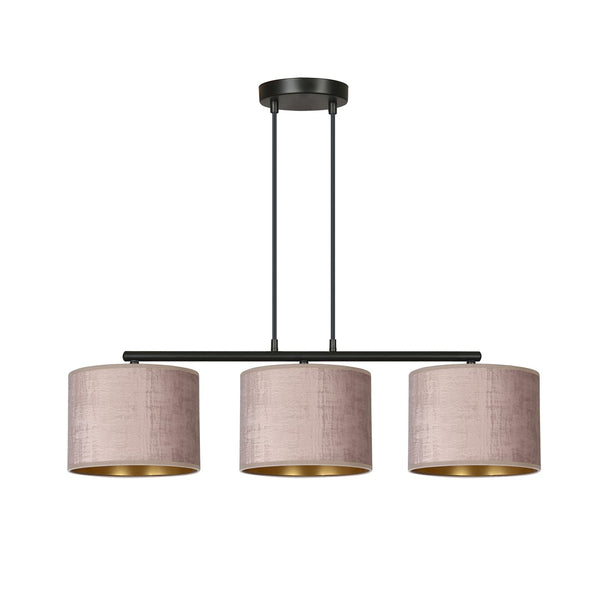 Hilde 3-light black and pink pendant light