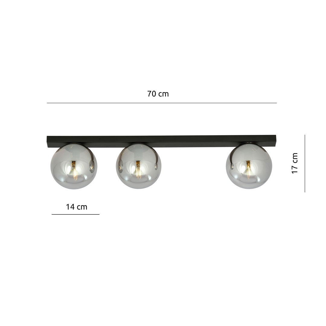 Fit 3-light ceiling light black, graphite glass