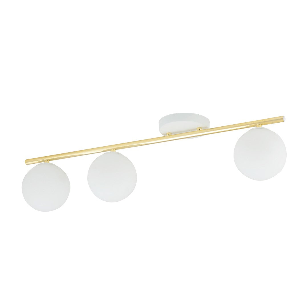 Monza 3-light ceiling light, white, opal glass