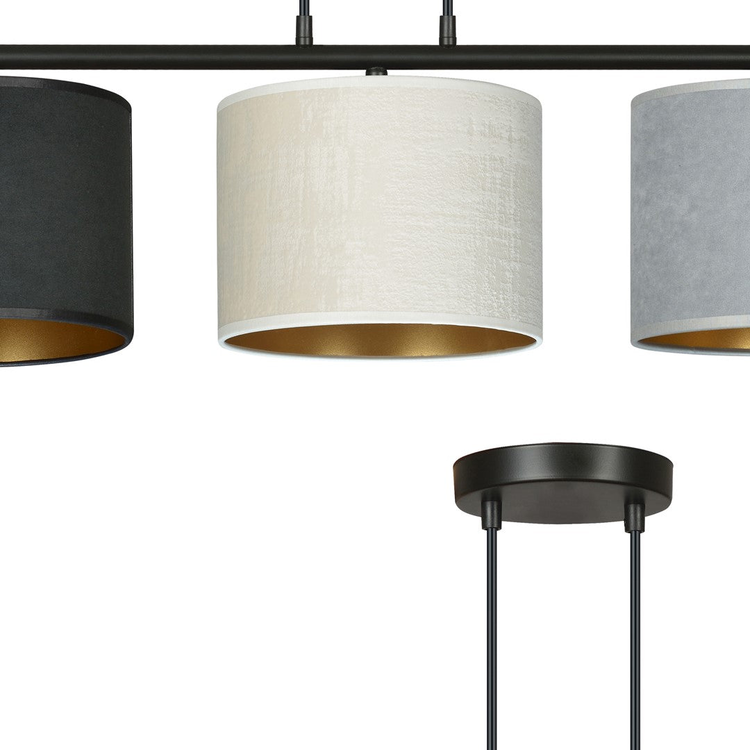 Hilde 3-light pendant, black, mix