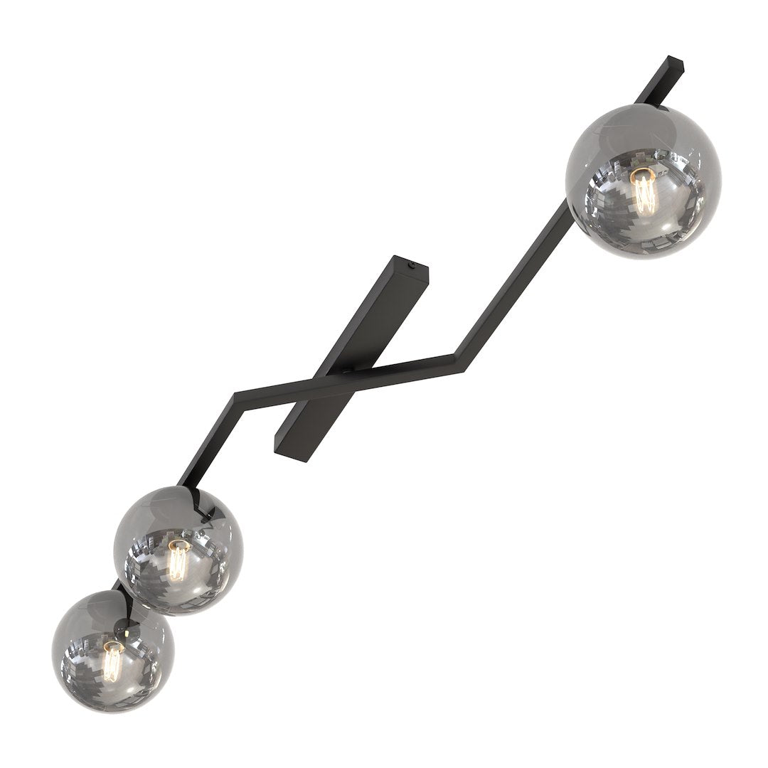 Naton 3-light ceiling light in black and graphite
