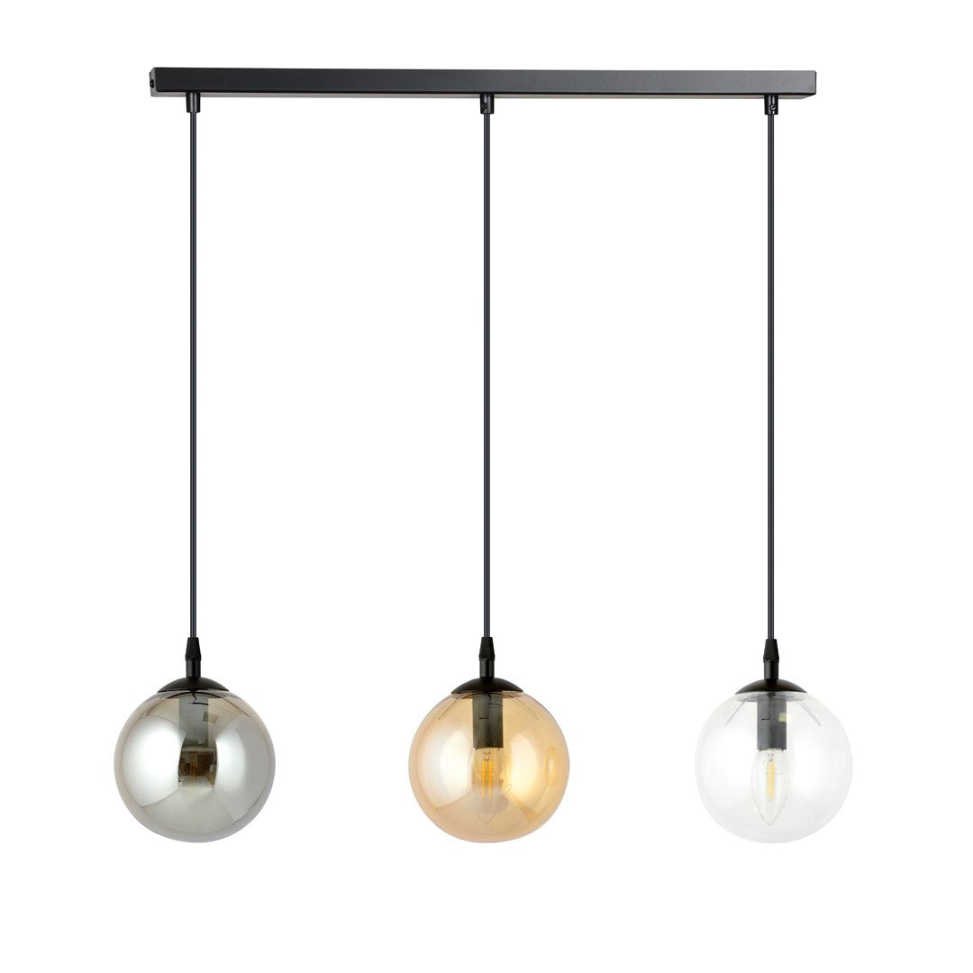 Cosmo 3-light pendant, black, mix