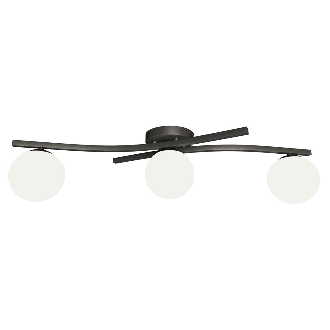 Opus 3-light ceiling light, white, opal glass
