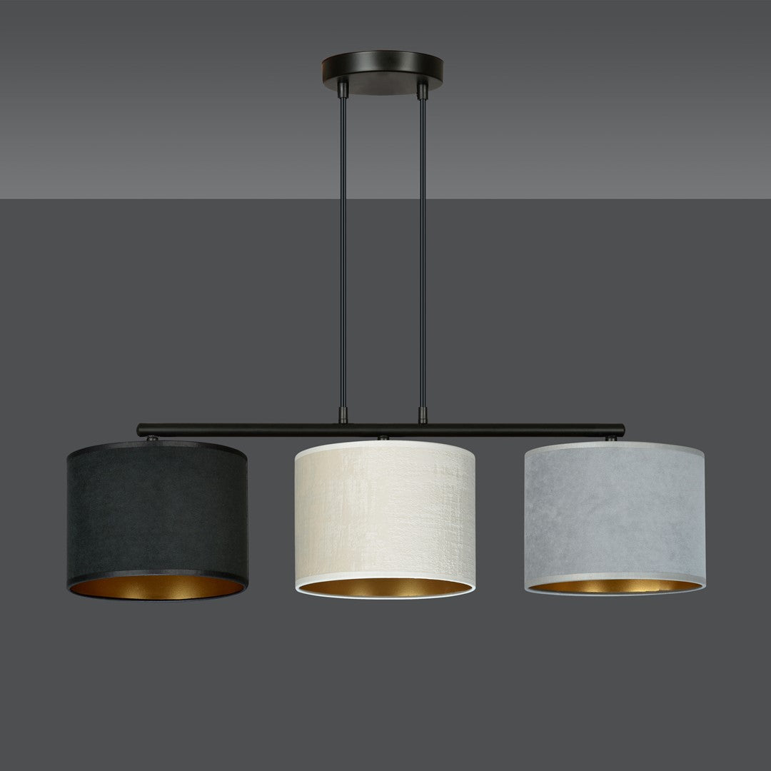 Hilde 3-light pendant, black, mix