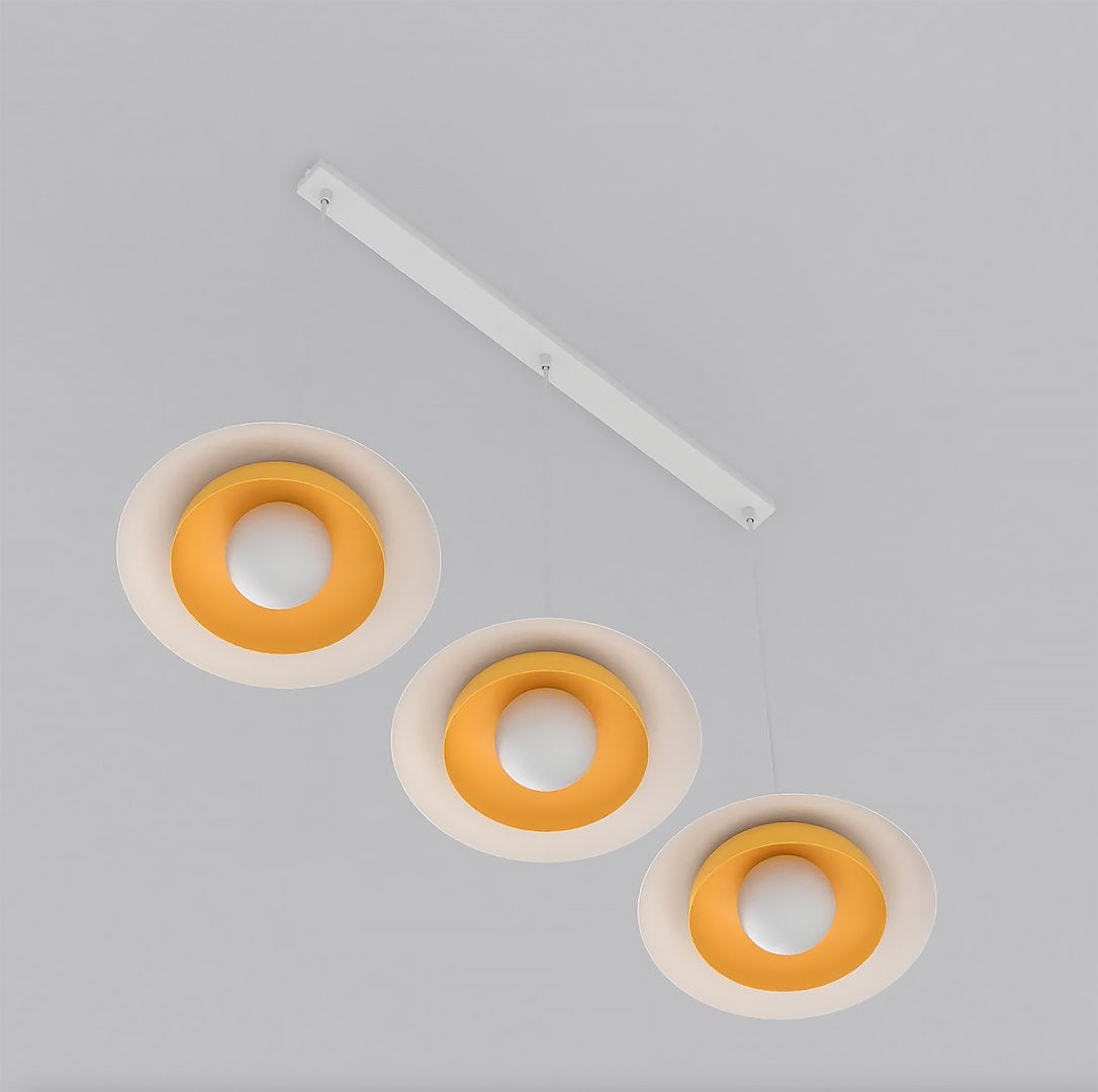 Skin 3-light pendant lamp, white and orange