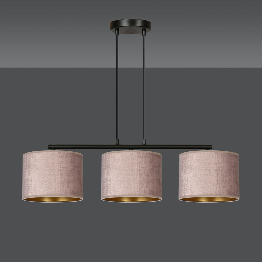 Hilde 3-light black and pink pendant light