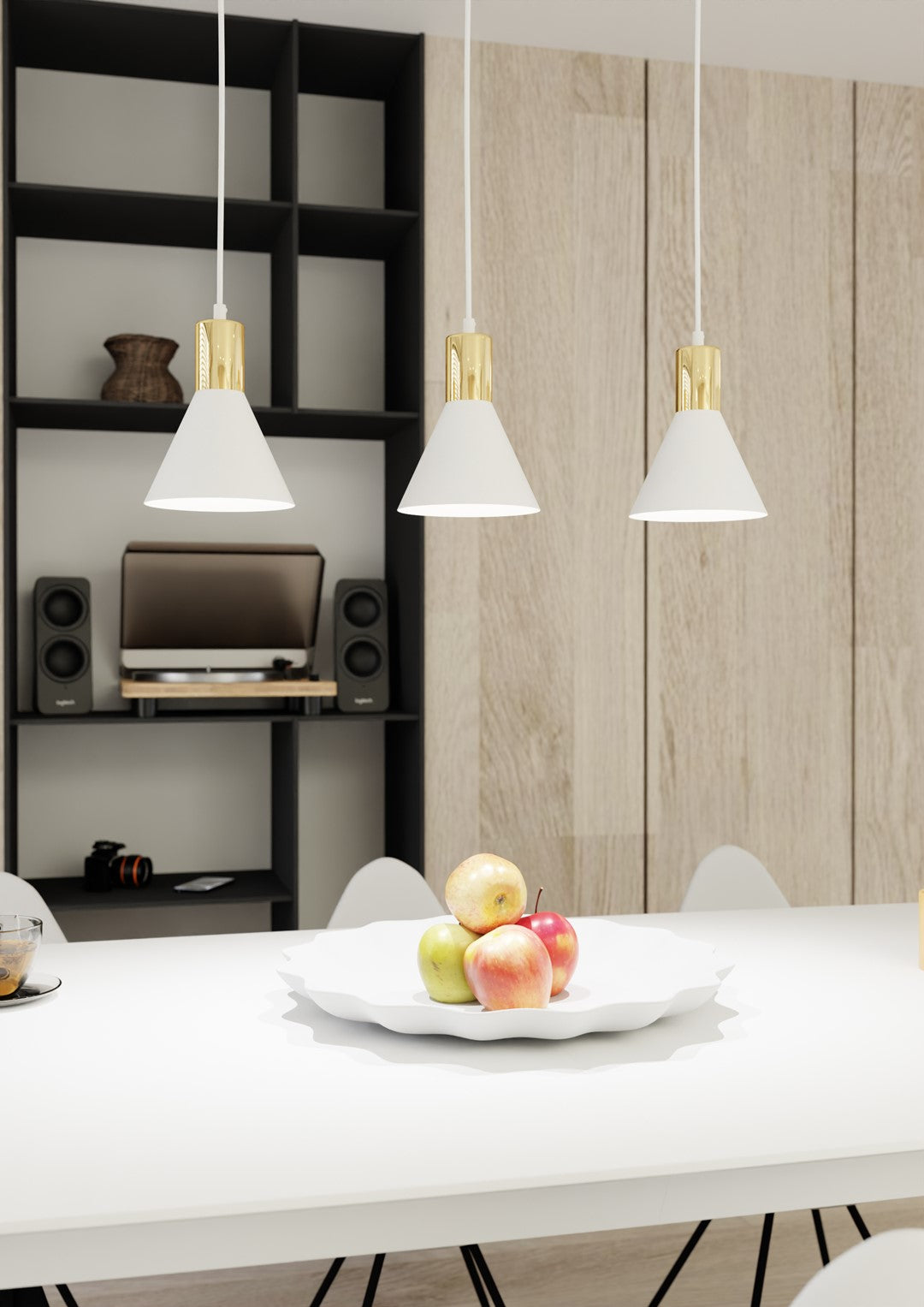 Rosa 3-light white pendant lamp