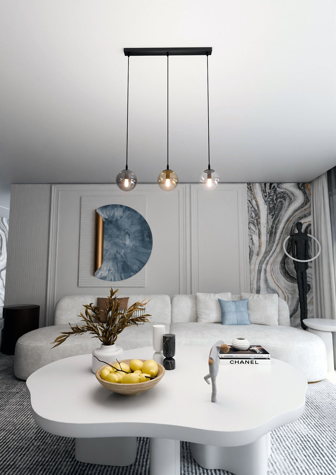 Cosmo 3-light pendant, black, mix