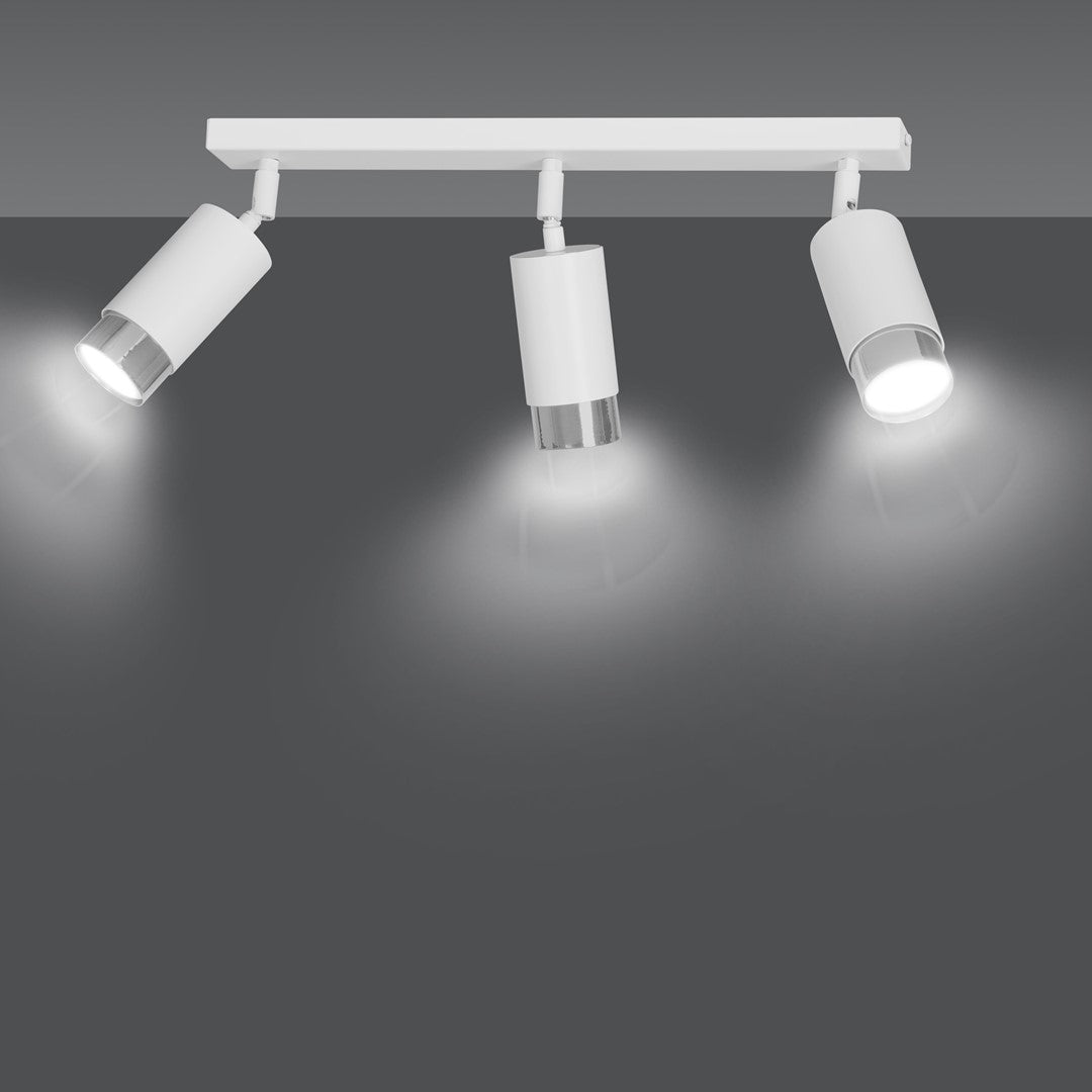 Hiro 3-light spotlight, white and chrome