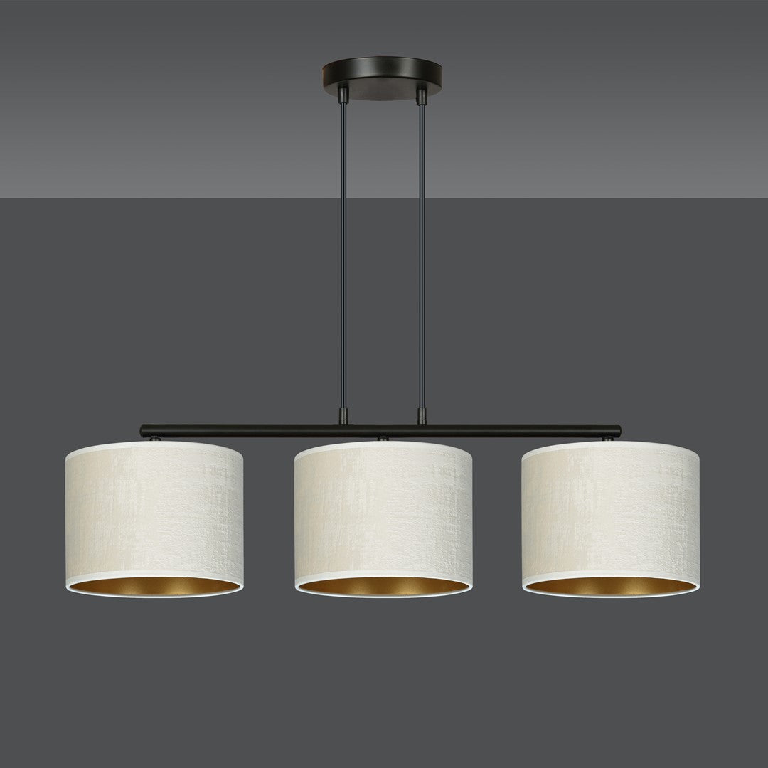 Hilde 3-light black and white pendant light