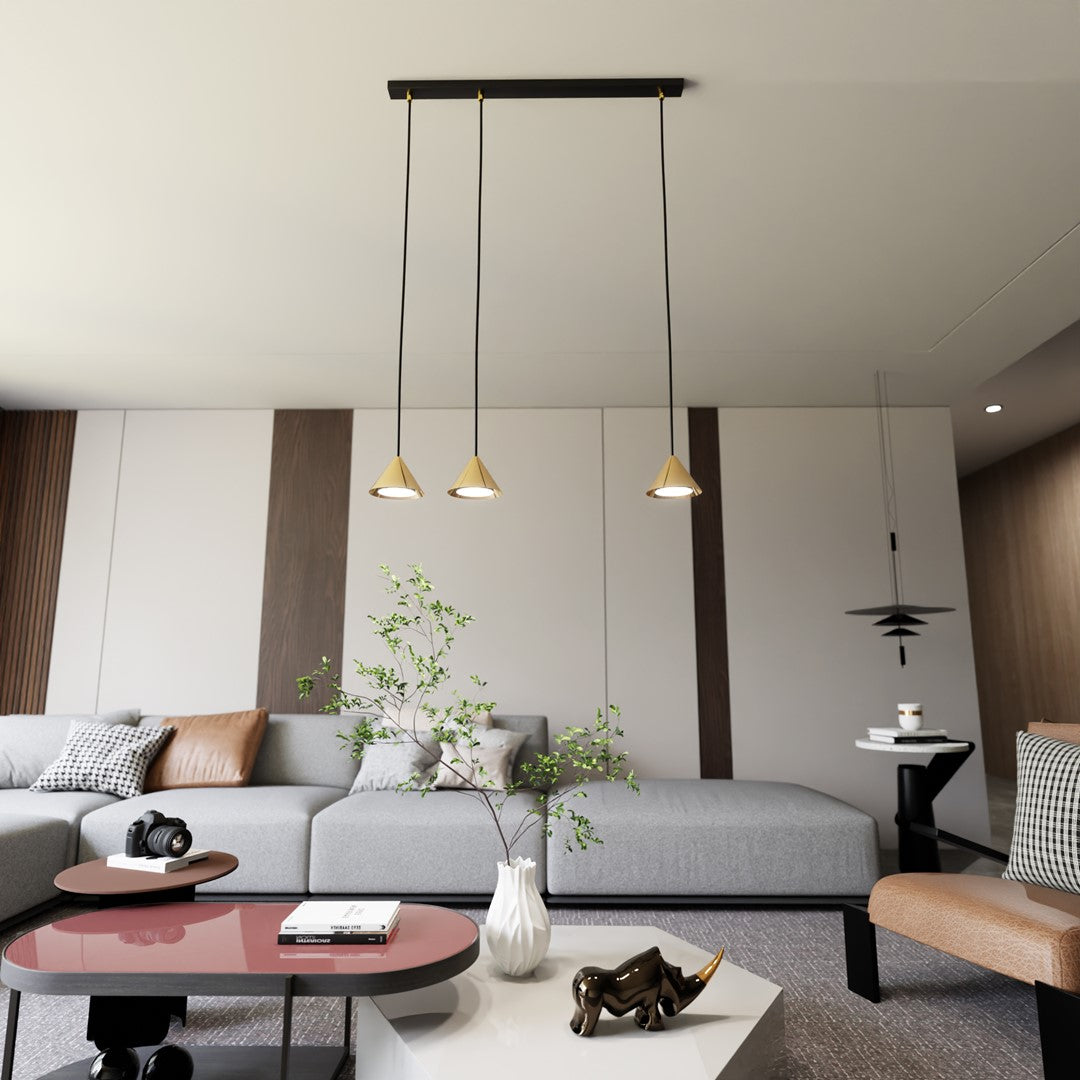 Elit 3-light pendant lamp, black and gold