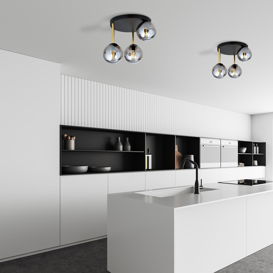Dolce 3-light ceiling lamp black, graphite glass