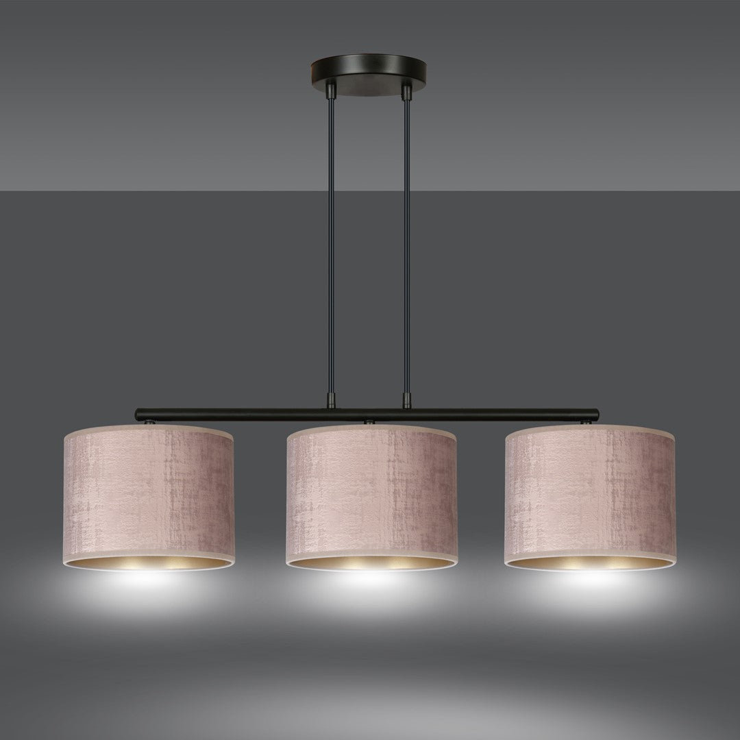 Hilde 3-light black and pink pendant light